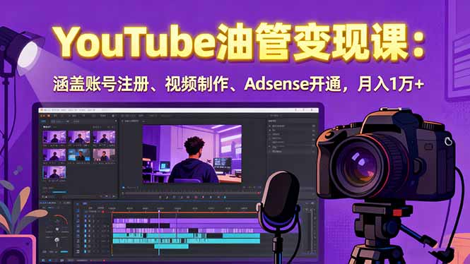 2025YouTube油管变现课：涵盖账号注册、视频制作、Adsense开通，月入1万+-好项目